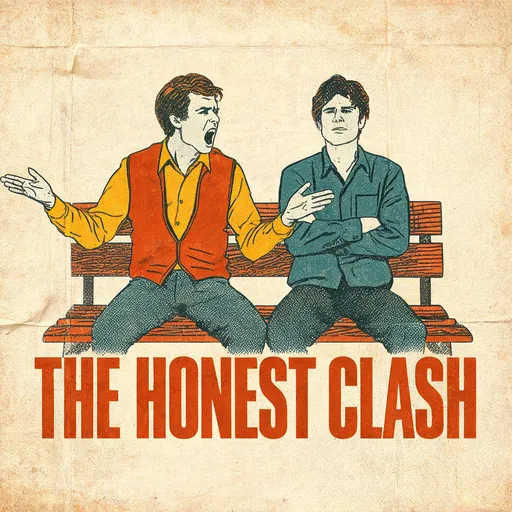 The Honest Clash in the buddy-movie poster style — sample illustration