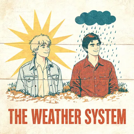 The Weather System in the buddy-movie poster style — sample illustration