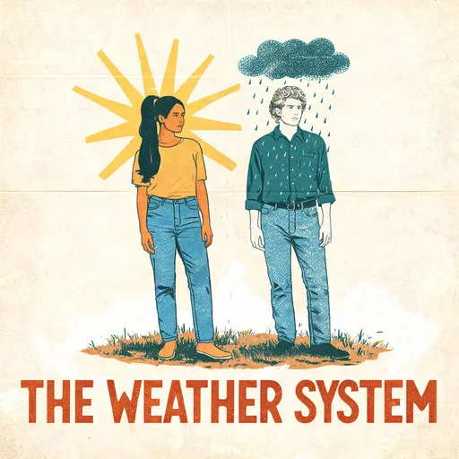 The Weather System in the buddy-movie poster style — sample illustration