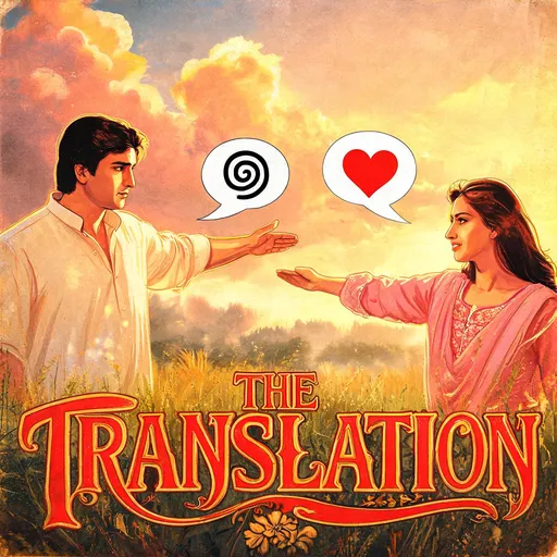 The Translation in the 90s film poster style — sample illustration
