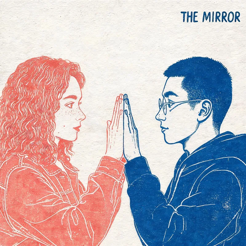 Example result — the same two fictional people as a two-colour print