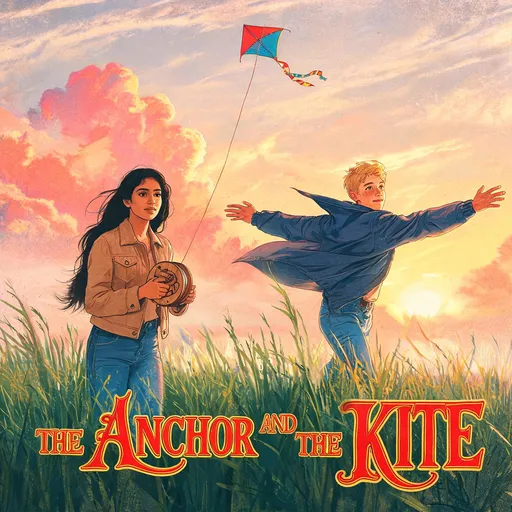 The Anchor and the Kite in the 90s film poster style — sample illustration