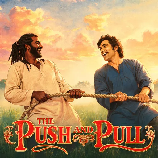 The Push and Pull in the 90s film poster style — sample illustration