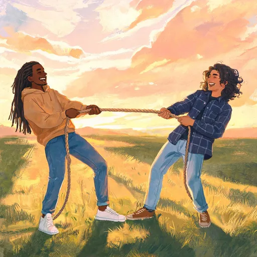 The Push and Pull in the storybook style — sample illustration