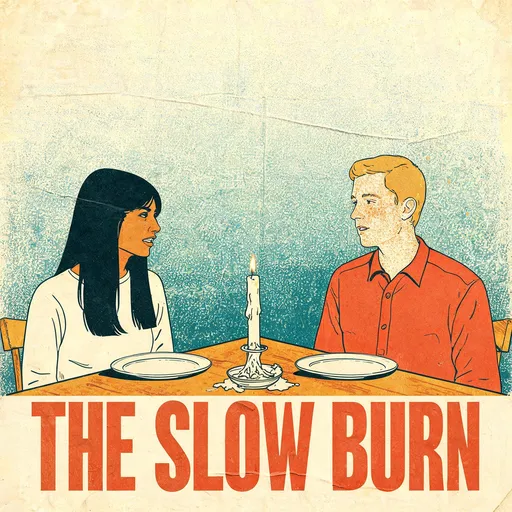 The Slow Burn in the buddy-movie poster style — sample illustration