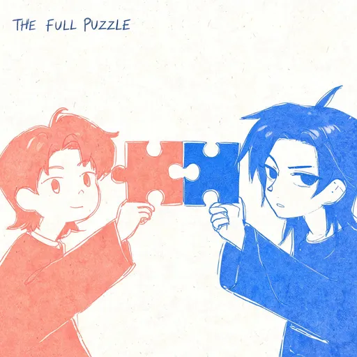 The Full Puzzle in the risograph print style — sample illustration